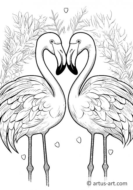 Aşık Flamingo Boyama Sayfası